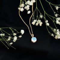 Genuine Ethiopian Opal Solitaire Necklace With Chain