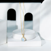 Genuine Ethiopian Opal Solitaire Necklace With Chain