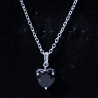 2 Carat Black Onyx Heart Pendant with Diamond