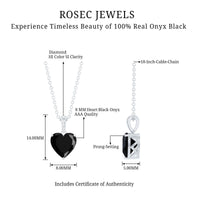 2 Carat Black Onyx Heart Pendant with Diamond
