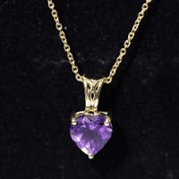 2 Carat Heart Shape Amethyst Pendant Necklace With Chain