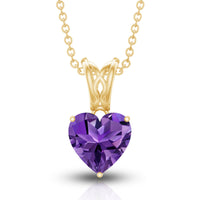 2 Carat Heart Shape Amethyst Pendant Necklace With Chain