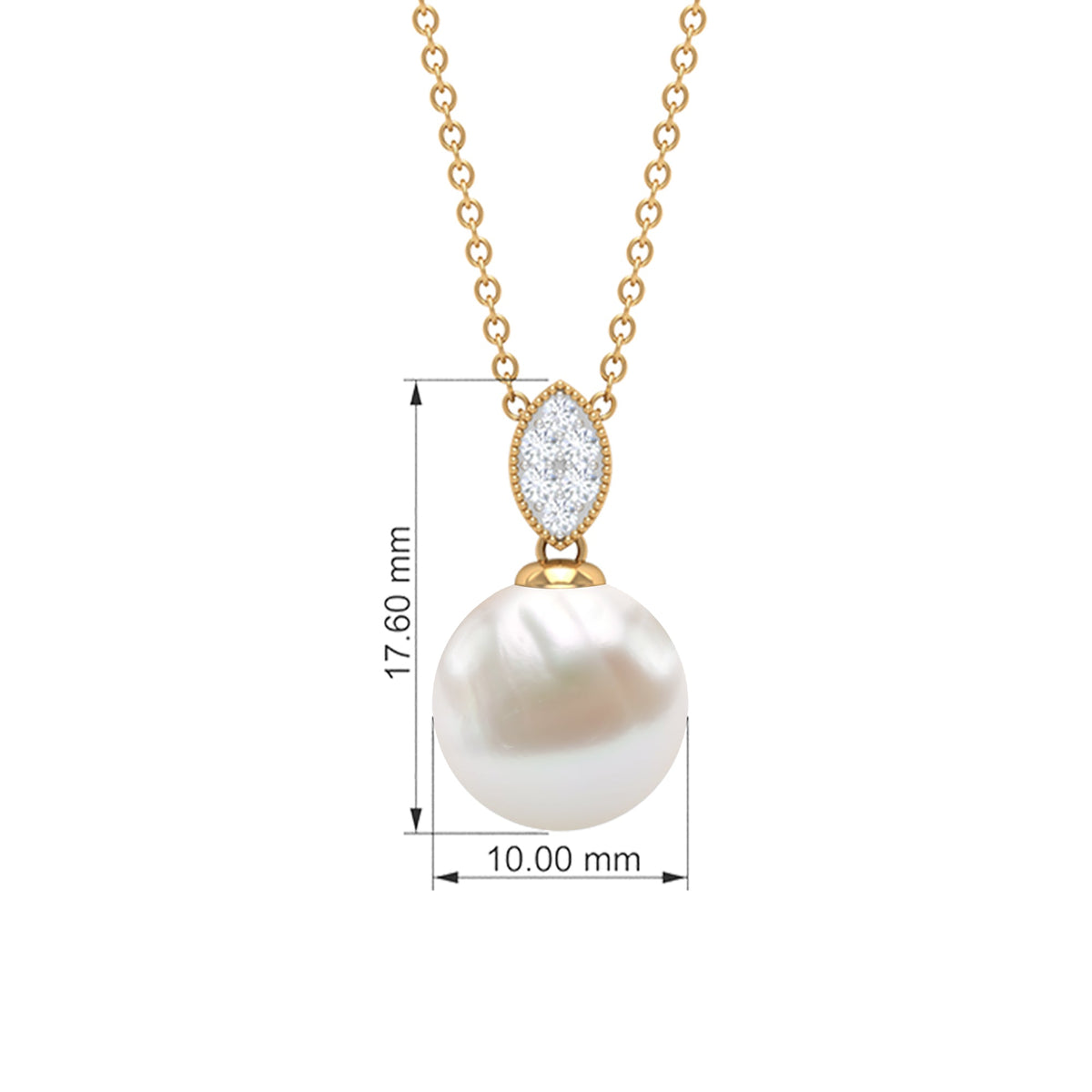 Marquise shape pendant with freshwater pearl drop and diamond accents, crafted by Rosec Jewels, showcasing elegant jewelry design.