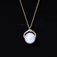 11 Carat White Pearl Solitaire Necklace with Diamond