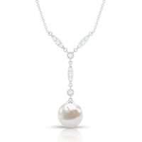 Natural Freshwater Pearl Bridal Necklace With Lab Diamond