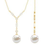 Natural Freshwater Pearl Bridal Necklace With Lab Diamond