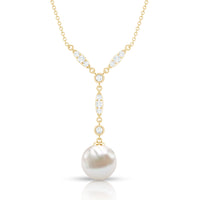 Natural Freshwater Pearl Bridal Necklace With Lab Diamond