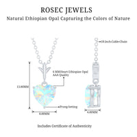 0.75 Carat Heart Shape Ethiopian Opal Necklace With Chain
