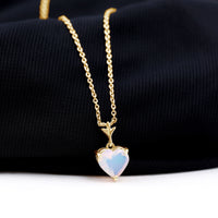 0.75 Carat Heart Shape Ethiopian Opal Necklace With Chain