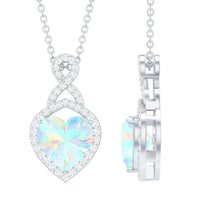 Heart-shaped Ethiopian opal infinity pendant with diamonds, jewelry pendant by Rosec Jewels, showcasing vibrant colors and sparkling accents.