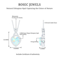 Heart-shaped Ethiopian opal infinity pendant with diamonds, featuring a 2-carat opal and elegant design from Rosec Jewels.