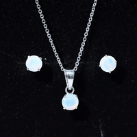 6MM Round Cut Ethiopian Opal Solitaire Jewelry Set