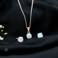 6MM Round Cut Ethiopian Opal Solitaire Jewelry Set