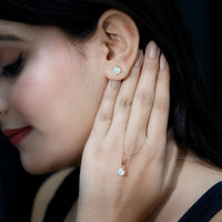 6MM Round Cut Ethiopian Opal Solitaire Jewelry Set