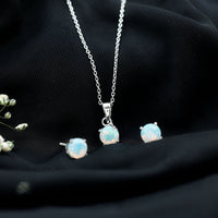 6MM Round Cut Ethiopian Opal Solitaire Jewelry Set