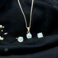 6MM Round Cut Ethiopian Opal Solitaire Jewelry Set