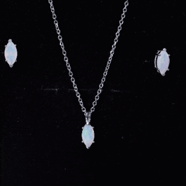 Marquise cut 4x8 mm Ethiopian opal solitaire jewelry set by Rosec Jewels featuring a yellow gemstone in elegant design