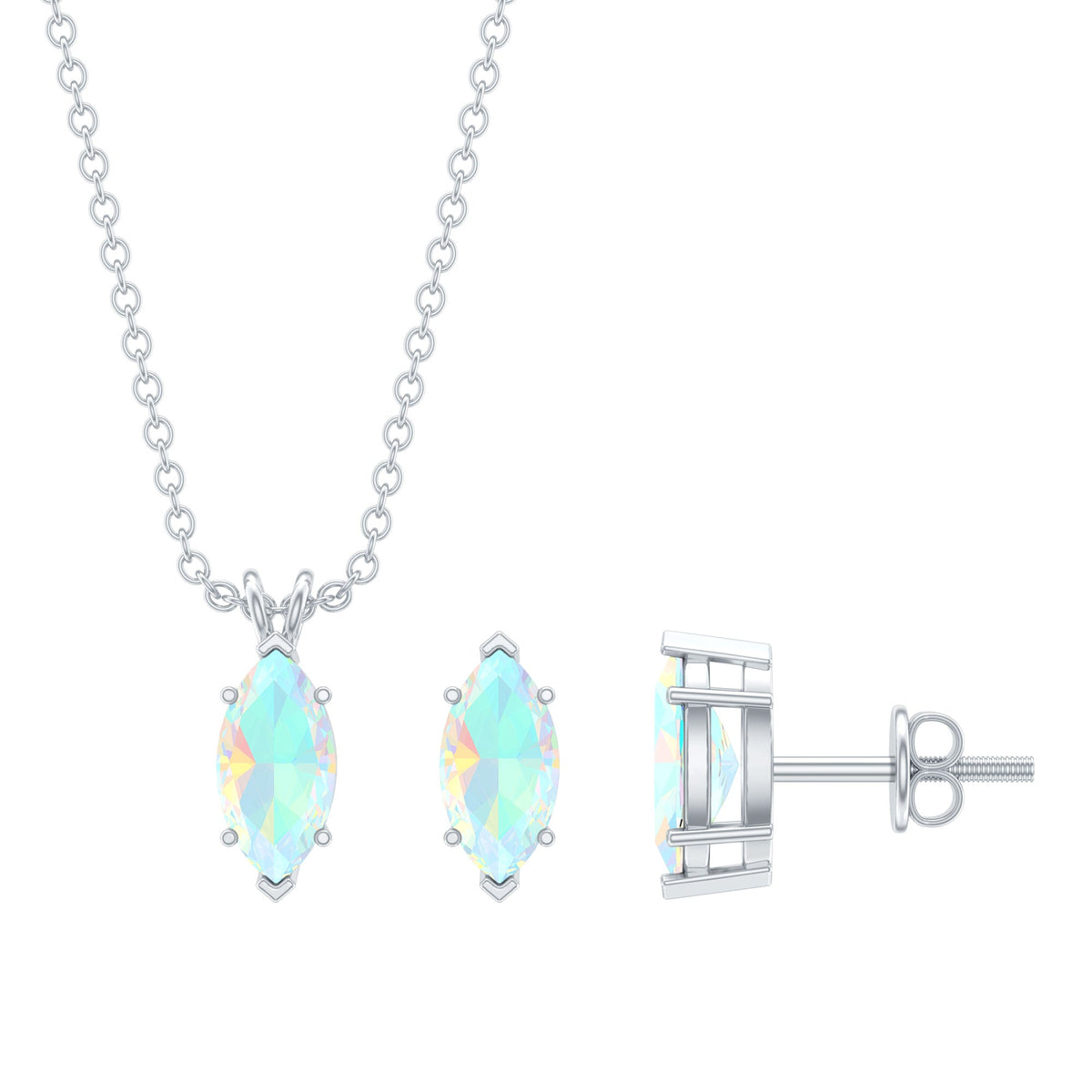Marquise Cut 4X8 MM Ethiopian Opal Solitaire Jewelry Set