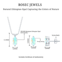 Marquise Cut 4X8 MM Ethiopian Opal Solitaire Jewelry Set