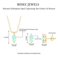 Marquise Cut 4X8 MM Ethiopian Opal Solitaire Jewelry Set