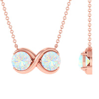 Real Ethiopian Opal 2 Stone Infinity Necklace for Women