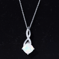 Ethiopian Opal Solitaire Infinity Necklace with Moissanite