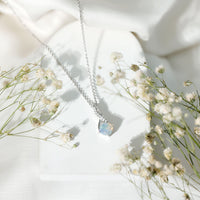 Ethiopian Opal Solitaire Infinity Necklace with Moissanite