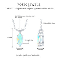 Marquise Cut 0.5 Carat Ethiopian Opal Solitaire Necklace with Silver Chain