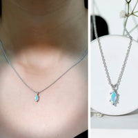 Marquise Cut 0.5 Carat Ethiopian Opal Solitaire Necklace with Silver Chain