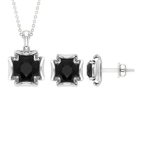 Certified Lab Grown Black Diamond Solitaire Necklace and Earrings Set