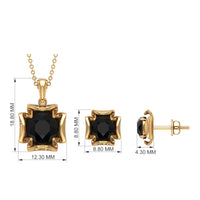 Certified Lab Grown Black Diamond Solitaire Necklace and Earrings Set