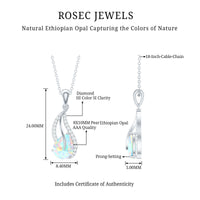 2 Carat Pear Shaped Ethiopian Opal and Diamond Leaf Pendant