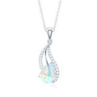 2 Carat Pear Shaped Ethiopian Opal and Diamond Leaf Pendant