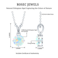 1/2 CT Round Cut Ethiopian Opal Solitaire Pendant