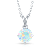 1/2 CT Round Cut Ethiopian Opal Solitaire Pendant