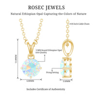1/2 CT Round Cut Ethiopian Opal Solitaire Pendant