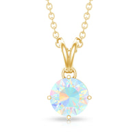 1/2 CT Round Cut Ethiopian Opal Solitaire Pendant