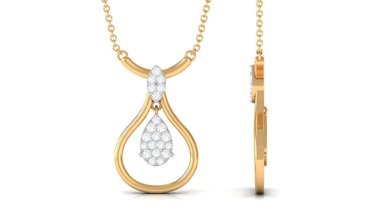 Round Diamond Minimal Teardrop Necklace