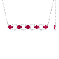Genuine Ruby and Diamond Bridal Bar Necklace
