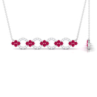 Genuine Ruby and Diamond Bridal Bar Necklace