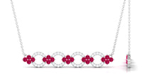 Genuine Ruby and Diamond Bridal Bar Necklace
