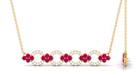 Genuine Ruby and Diamond Bridal Bar Necklace