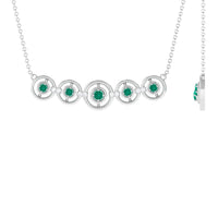 Contemporary Emerald Bar Necklace with Diamond