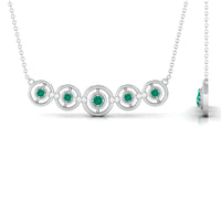 Contemporary Emerald Bar Necklace with Diamond