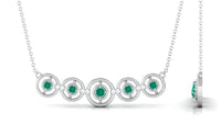 Contemporary Emerald Bar Necklace with Diamond
