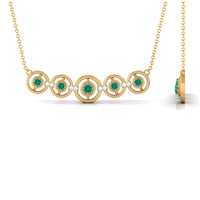 Contemporary Emerald Bar Necklace with Diamond