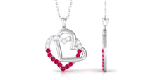 Real Ruby and Moissanite Interlock Heart Pendant