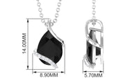 Natural 1.75 Carat Pear Shape Black Spinel Pendant Necklace with Diamond