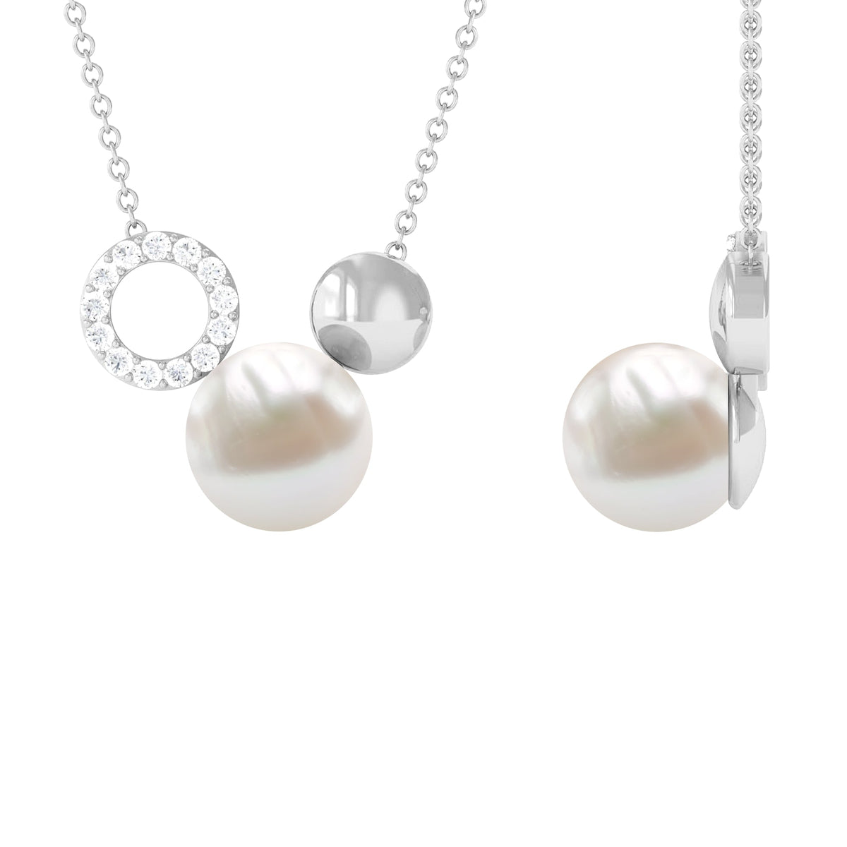 6.25 CT Freshwater Pearl and Diamond Mickey Mouse Cocktail Necklace