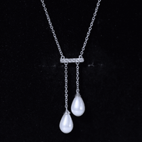 Genuine Freshwater Pearl and Diamond Bar Drop Necklace with Certificate
